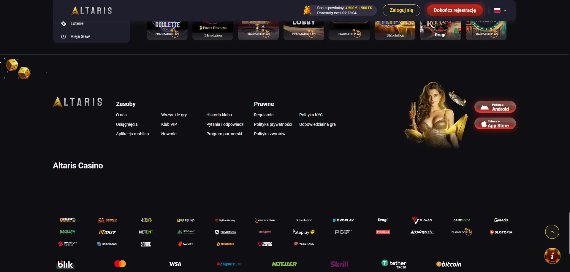 Altaris Casino mobile — responsywna wersja na smartfony