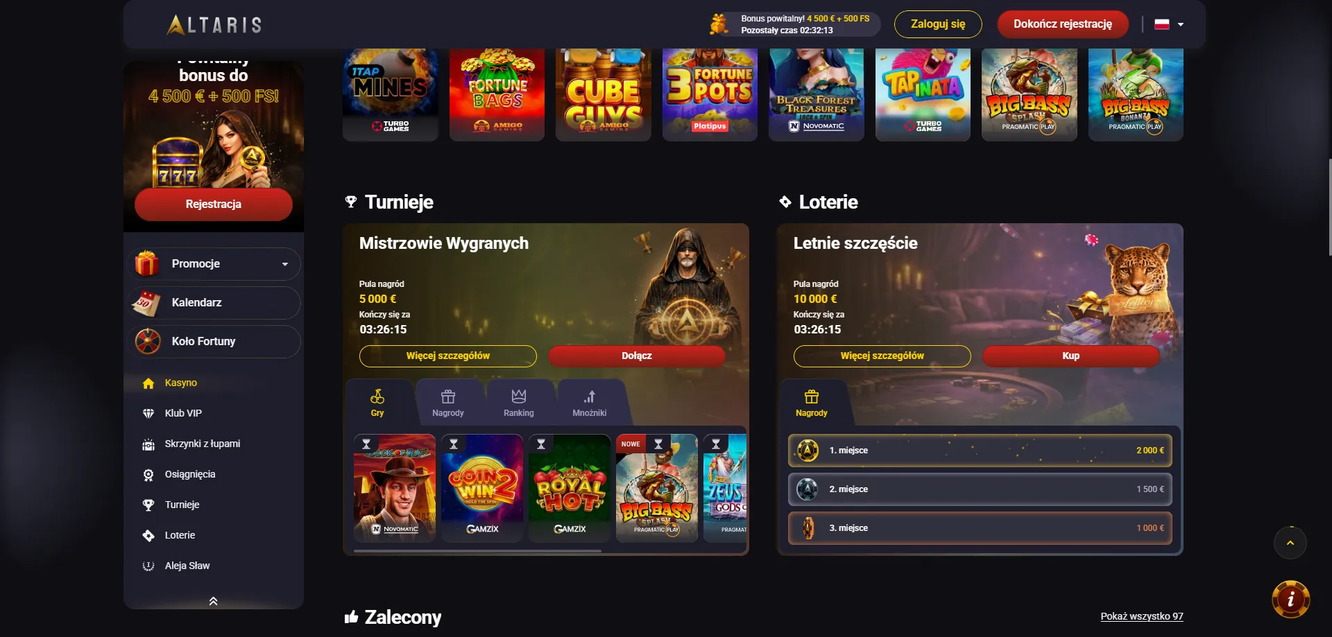 Zakłady sportowe w Altaris Casino &mdash; sportsbook online